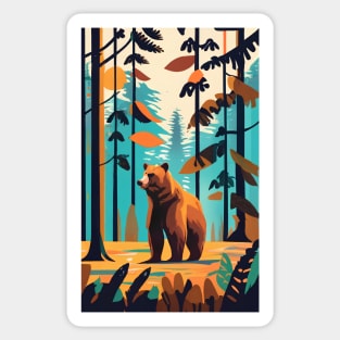 abstract autumn bear in the forest Sticker